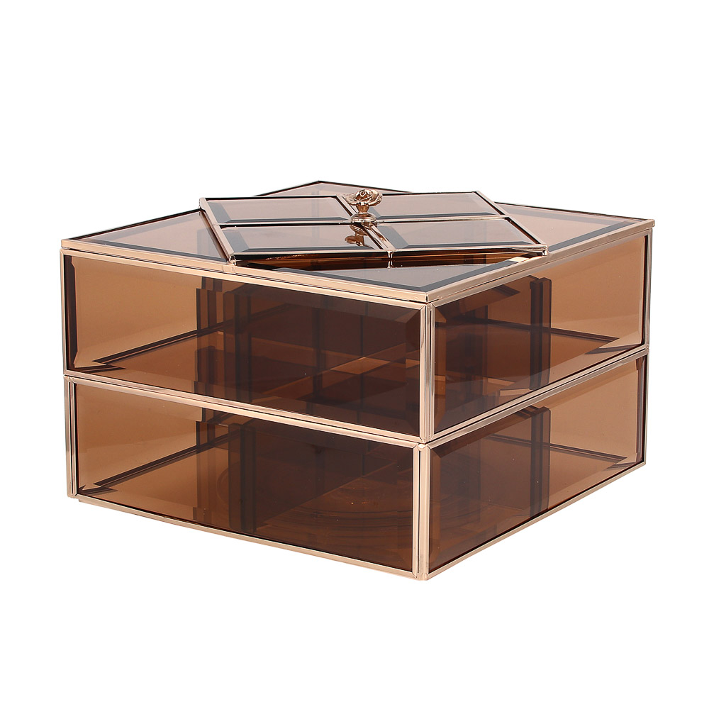 Органайзер декоративный стеклянный 22x22x14.2 см